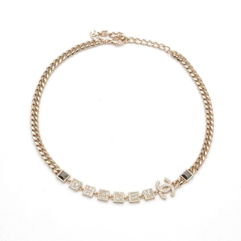Chanel Necklace Pendant Choker Gold Coco Mark Logo Rhinestone