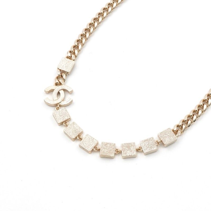 Chanel Necklace Pendant Choker Gold Coco Mark Logo Rhinestone