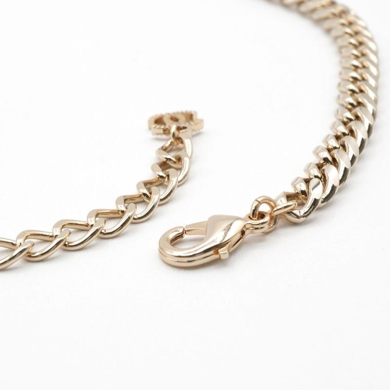 Chanel Necklace Pendant Choker Gold Coco Mark Logo Rhinestone