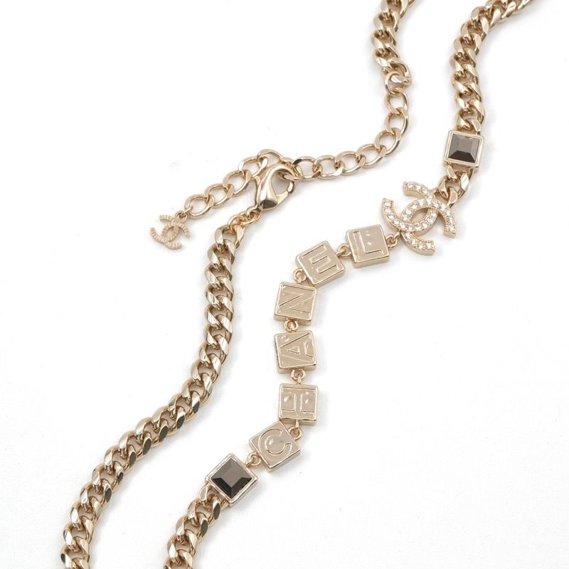 Chanel Necklace Pendant Choker Gold Coco Mark Logo Rhinestone
