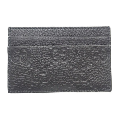 Gucci Imprint 835151aae511000 Card Case GG Embossed Grain Leather Black Men's