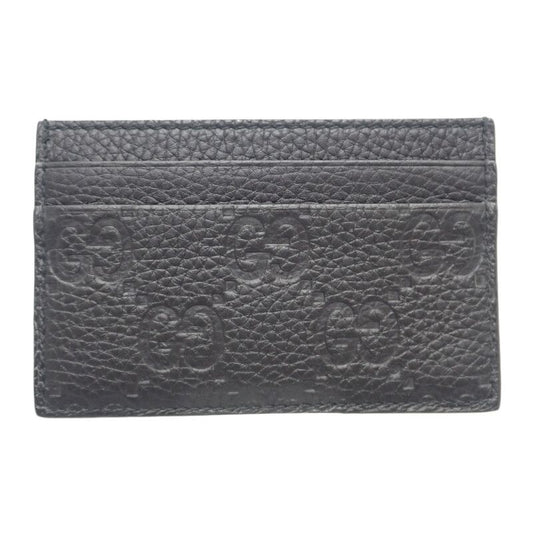 Gucci Imprint 835151aae511000 Card Case GG Embossed Grain Leather Black Men's