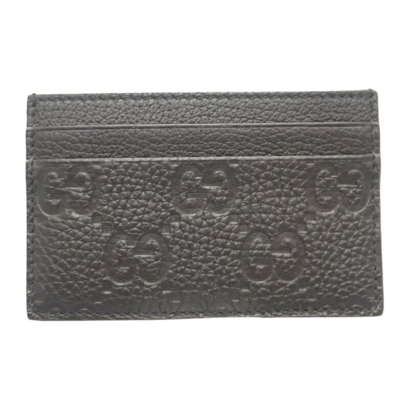 Gucci Imprint 835151aae511000 Card Case GG Embossed Grain Leather Black Men's