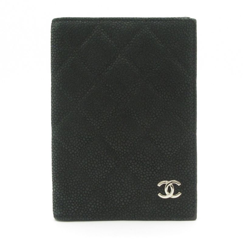Chanel Small Bag Matelasse Black Passport Case / Silver Hardware