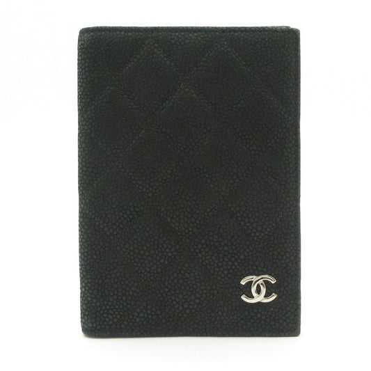 Chanel Small Bag Matelasse Black Passport Case / Silver Hardware
