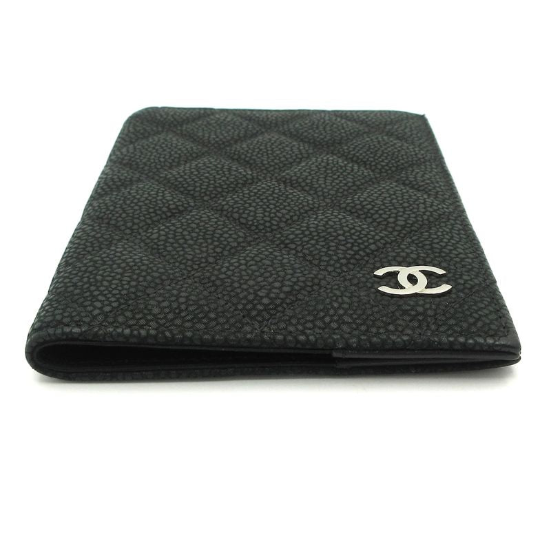 Chanel Small Bag Matelasse Black Passport Case / Silver Hardware