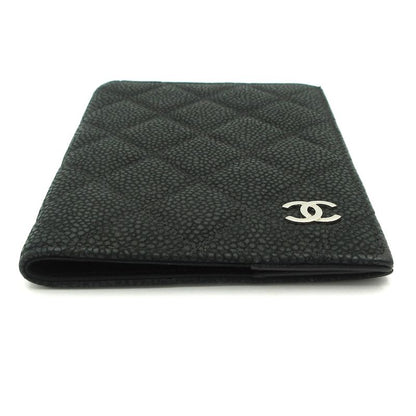 Chanel Small Bag Matelasse Black Passport Case / Silver Hardware