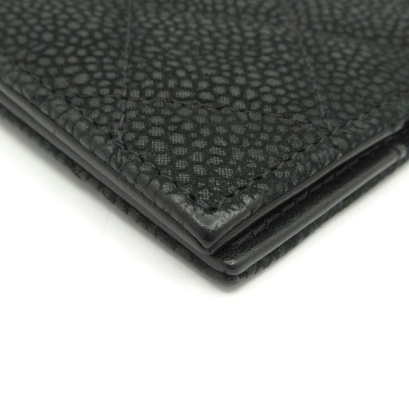 Chanel Small Bag Matelasse Black Passport Case / Silver Hardware