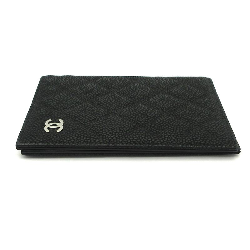 Chanel Small Bag Matelasse Black Passport Case / Silver Hardware