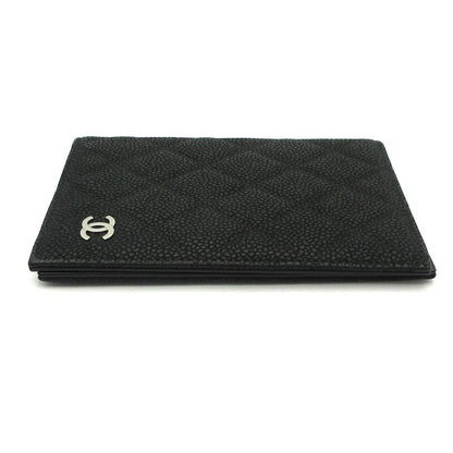 Chanel Small Bag Matelasse Black Passport Case / Silver Hardware