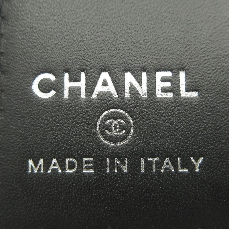 Chanel Small Bag Matelasse Black Passport Case / Silver Hardware