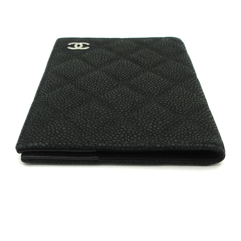 Chanel Small Bag Matelasse Black Passport Case / Silver Hardware