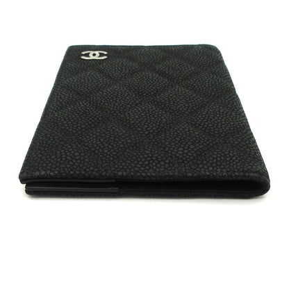 Chanel Small Bag Matelasse Black Passport Case / Silver Hardware