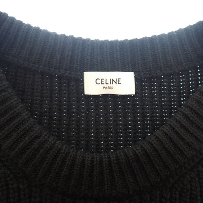 Celine Oversize S 2a19r423p.38no Sweater Wool Black Women's Logo Knit Top