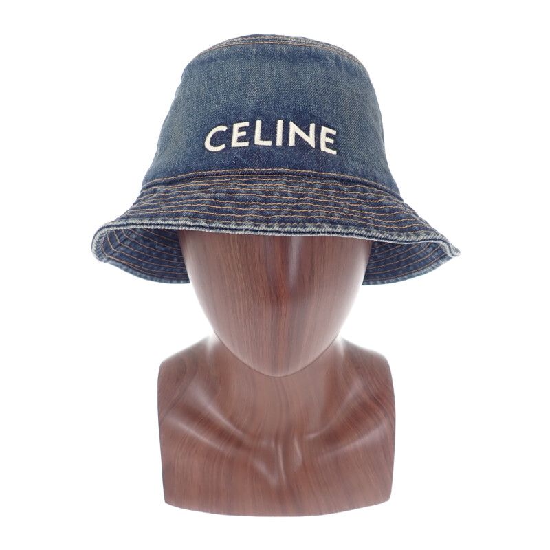 Celine Trail Wash Denim Bucket S Hat Cotton Blue Men's Casual [grade A