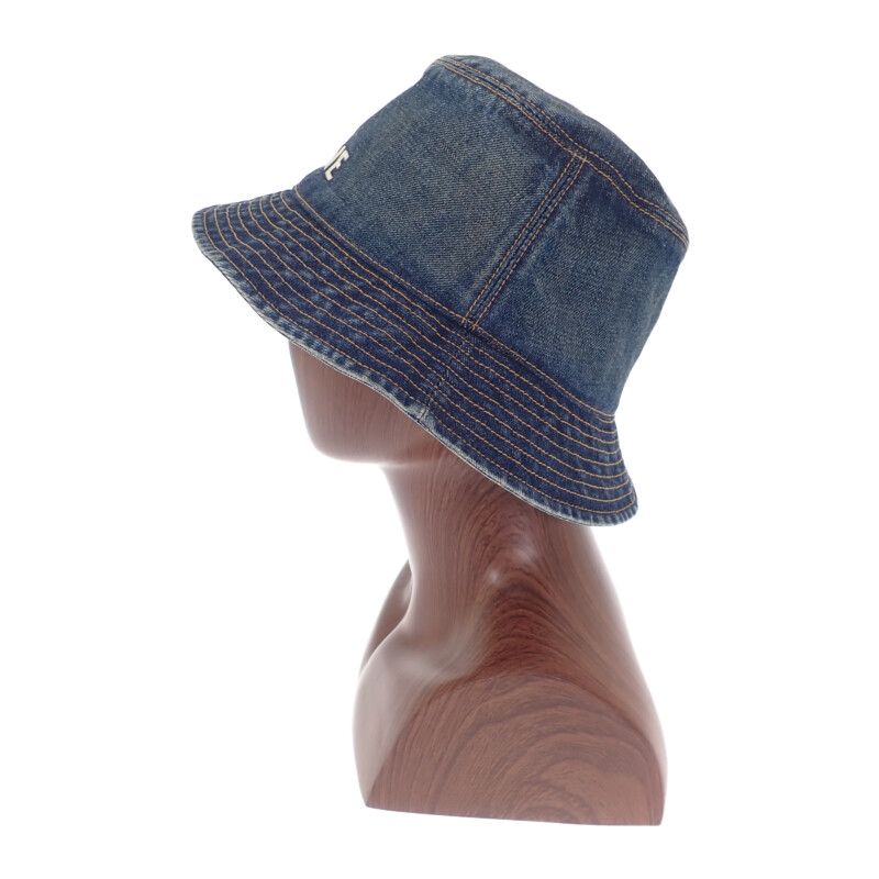 Celine Trail Wash Denim Bucket S Hat Cotton Blue Men's Casual [grade A