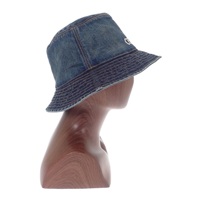 Celine Trail Wash Denim Bucket S Hat Cotton Blue Men's Casual [grade A