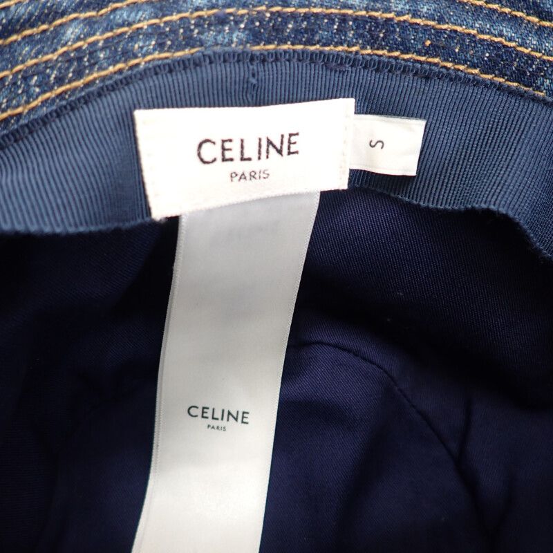 Celine Trail Wash Denim Bucket S Hat Cotton Blue Men's Casual [grade A