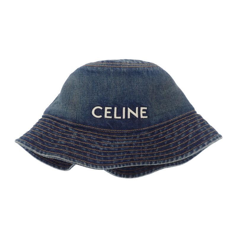 Celine Trail Wash Denim Bucket S Hat Cotton Blue Men's Casual [grade A