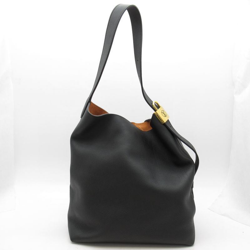 Louis Vuitton Rowkey Hobo MM M24856 Grain Calf Women Tote Bag Noir Black