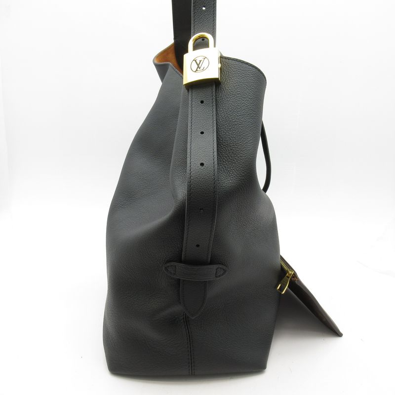 Louis Vuitton Rowkey Hobo MM M24856 Grain Calf Women Tote Bag Noir Black