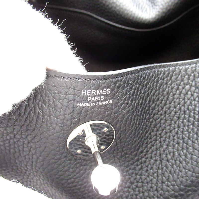 Hermes Lindy 26 Taurillon Clemence Women's Shoulder Bag Black Excellent