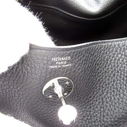 Hermes Lindy 26 Taurillon Clemence Women's Shoulder Bag Black Excellent