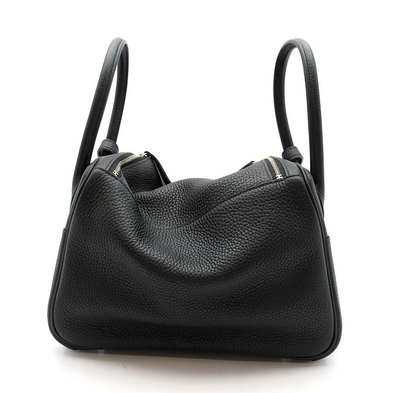 Hermes Lindy 26 Taurillon Clemence Women's Shoulder Bag Black Excellent