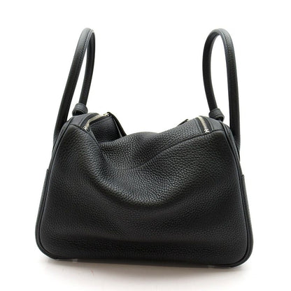 Hermes Lindy 26 Taurillon Clemence Women's Shoulder Bag Black Excellent