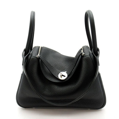 Hermes Lindy 26 Taurillon Clemence Women's Shoulder Bag Black Excellent