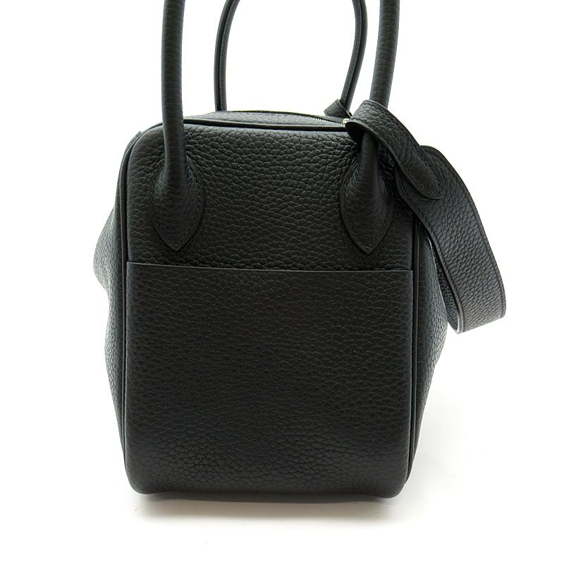 Hermes Lindy 26 Taurillon Clemence Women's Shoulder Bag Black Excellent