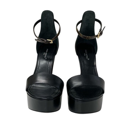 Louis Vuitton Afterglow Line Monogram Sandals Shoes Leather Black Brown Unused