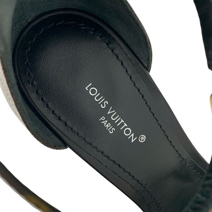 Louis Vuitton Afterglow Line Monogram Sandals Shoes Leather Black Brown Unused