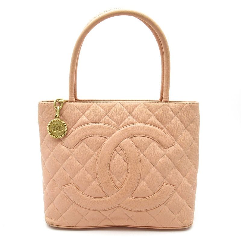 Chanel Reproduction Tote A01804 Caviar Skin Ladies Tote Bag Pink Excellent