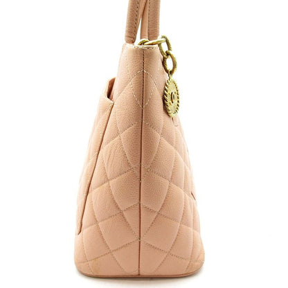 Chanel Reproduction Tote A01804 Caviar Skin Ladies Tote Bag Pink Excellent
