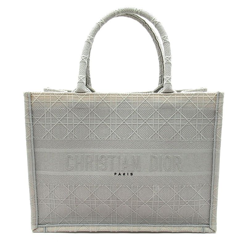 Dior Book Tote Medium Canvas Women's Tote Bag Gray Excellent Condition