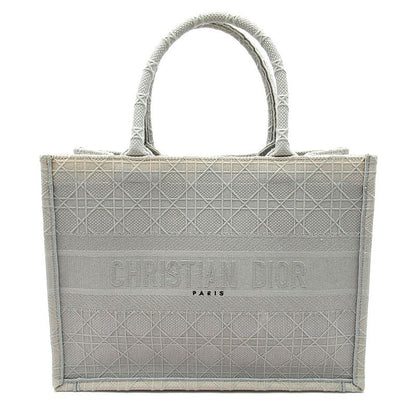 Dior Book Tote Medium Canvas Women's Tote Bag Gray Excellent Condition
