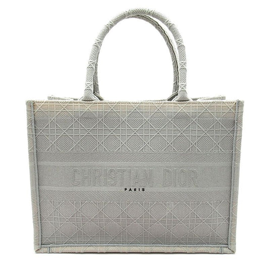 Dior Book Tote Medium Canvas Women's Tote Bag Gray Excellent Condition