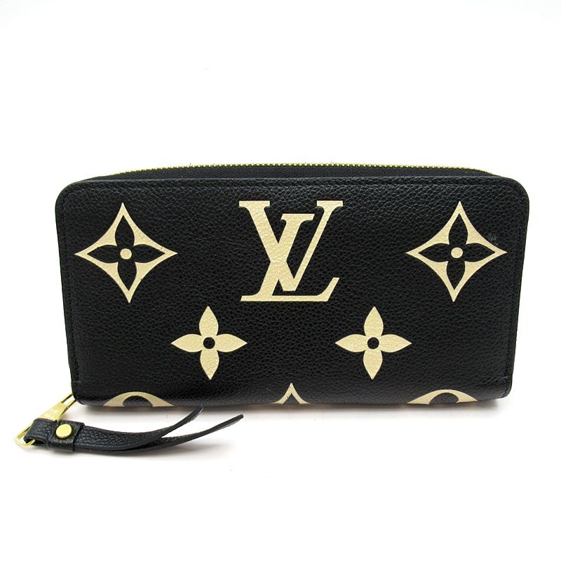 Louis Vuitton Zippy Wallet M80481 Empreinte Women Black Beige