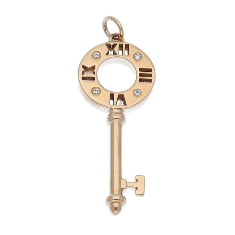 Tiffany & Co Atlas Key 4p Diamond Pendant 18k Pink Gold Ladies