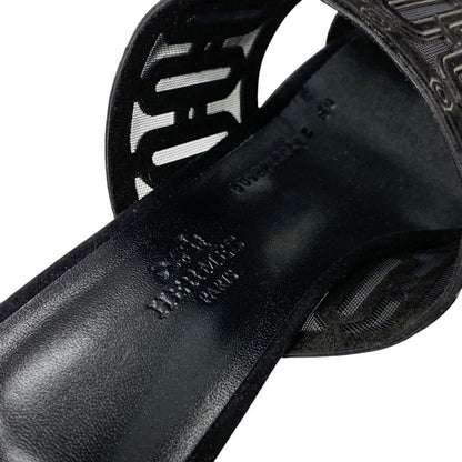 Hermes Gioia 55 Sandals Shoes Suede Black Unused Mule Mesh