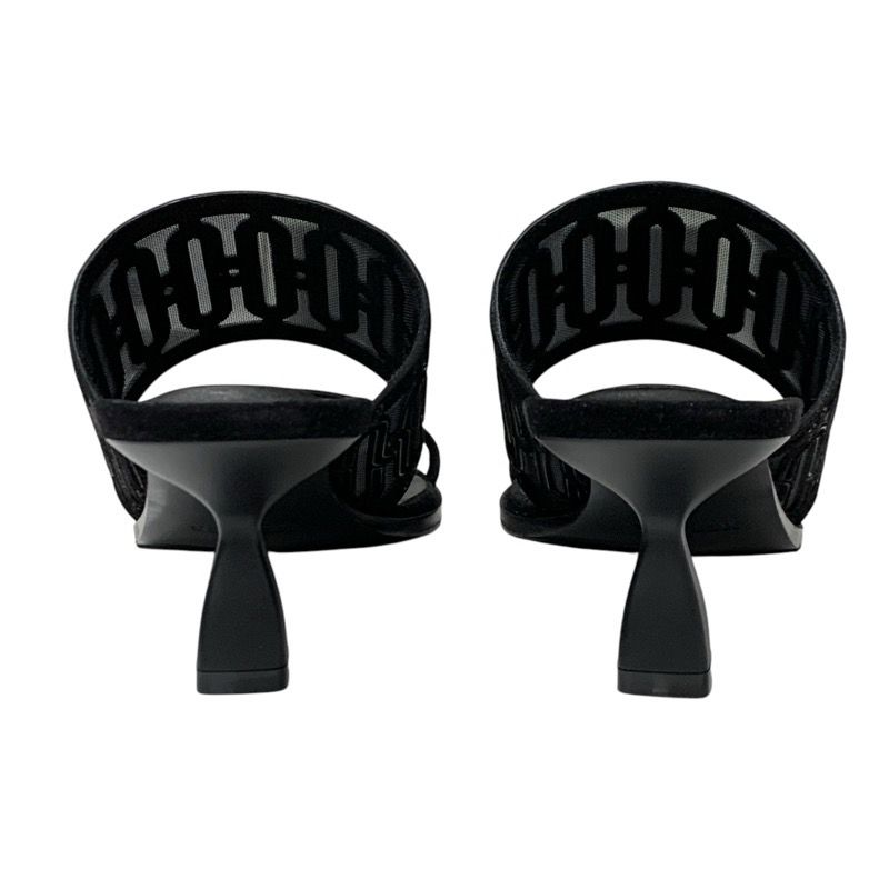 Hermes Gioia 55 Sandals Shoes Suede Black Unused Mule Mesh