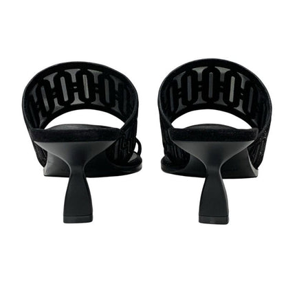 Hermes Gioia 55 Sandals Shoes Suede Black Unused Mule Mesh