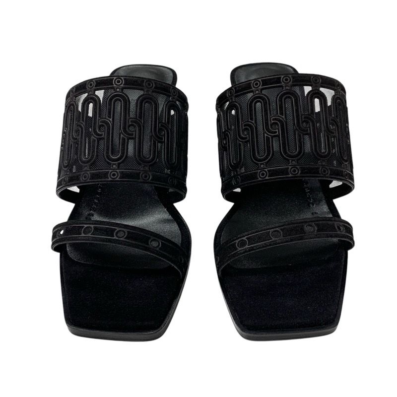 Hermes Gioia 55 Sandals Shoes Suede Black Unused Mule Mesh
