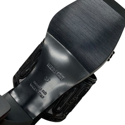 Hermes Gioia 55 Sandals Shoes Suede Black Unused Mule Mesh