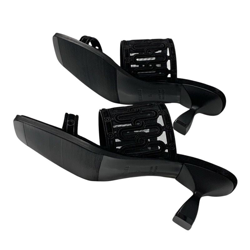 Hermes Gioia 55 Sandals Shoes Suede Black Unused Mule Mesh