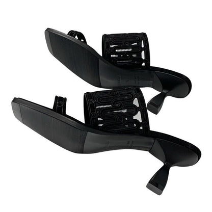 Hermes Gioia 55 Sandals Shoes Suede Black Unused Mule Mesh