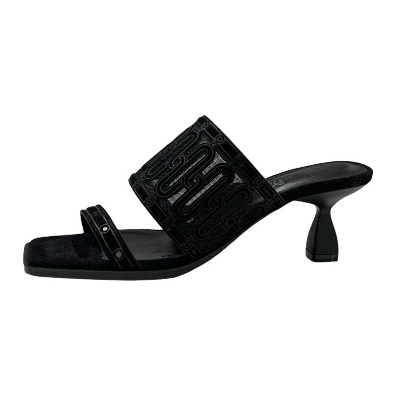 Hermes Gioia 55 Sandals Shoes Suede Black Unused Mule Mesh