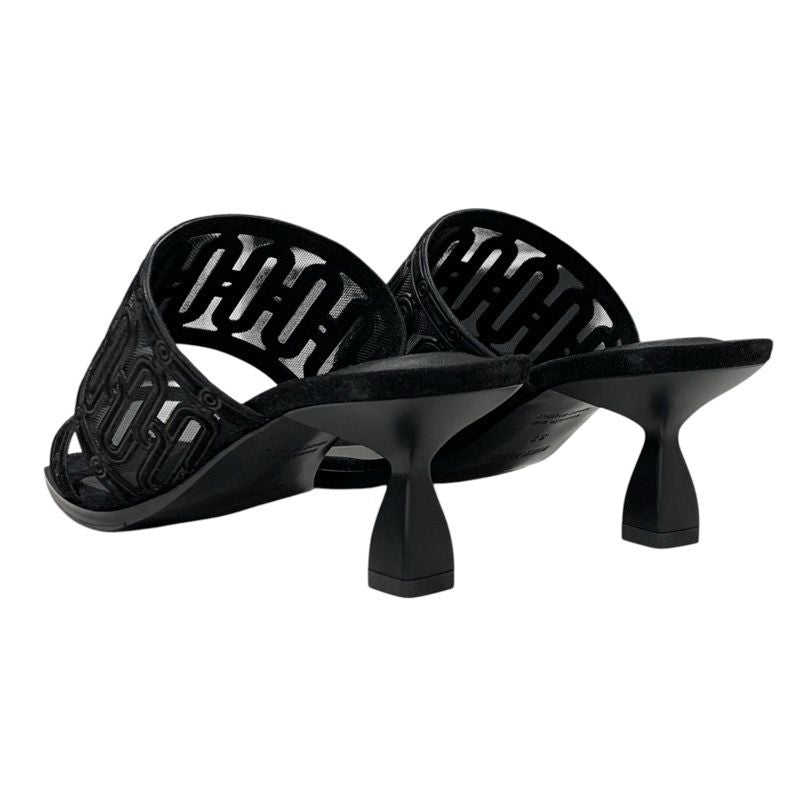 Hermes Gioia 55 Sandals Shoes Suede Black Unused Mule Mesh