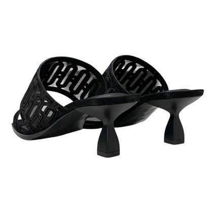 Hermes Gioia 55 Sandals Shoes Suede Black Unused Mule Mesh